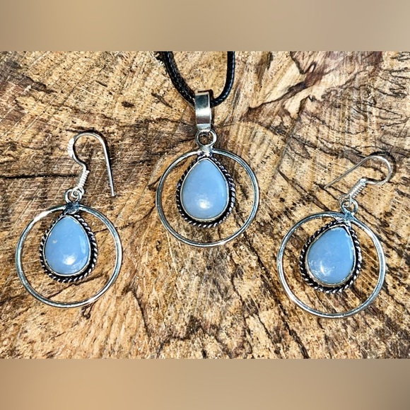Set of Angelite Pendant & Earrings - Picture 8 of 11